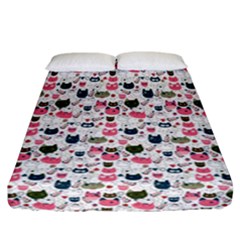Adorable Seamless Cat Head Pattern01 Fitted Sheet (california King Size) by TastefulDesigns