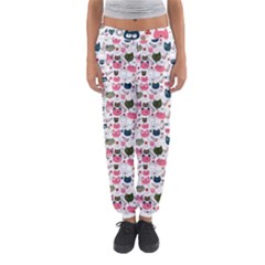 Adorable Seamless Cat Head Pattern01 Women s Jogger Sweatpants