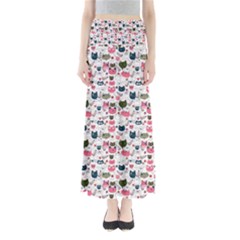 Adorable Seamless Cat Head Pattern01 Full Length Maxi Skirt