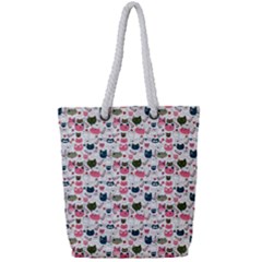 Adorable Seamless Cat Head Pattern01 Full Print Rope Handle Tote (small) by TastefulDesigns