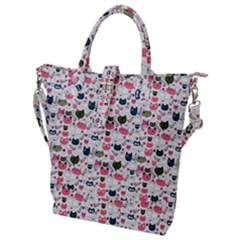 Adorable Seamless Cat Head Pattern01 Buckle Top Tote Bag