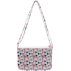 Adorable Seamless Cat Head Pattern01 Double Gusset Crossbody Bag