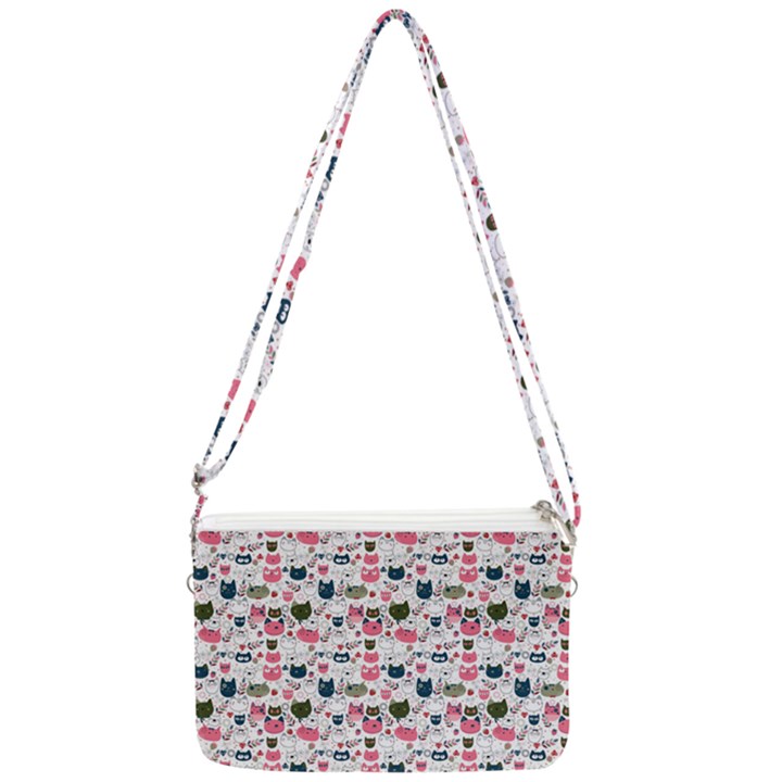Adorable seamless cat head pattern01 Double Gusset Crossbody Bag