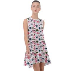 Adorable Seamless Cat Head Pattern01 Frill Swing Dress