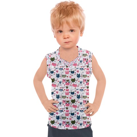 Adorable Seamless Cat Head Pattern01 Kids  Sport Tank Top by TastefulDesigns