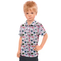 Adorable Seamless Cat Head Pattern01 Kids  Polo Tee