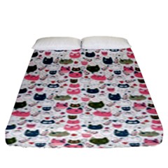 Adorable Seamless Cat Head Pattern01 Fitted Sheet (king Size) by TastefulDesigns