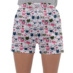 Adorable Seamless Cat Head Pattern01 Sleepwear Shorts by TastefulDesigns