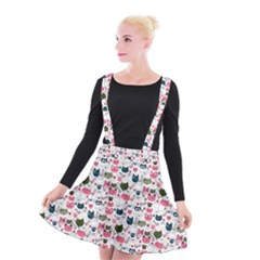 Adorable Seamless Cat Head Pattern01 Suspender Skater Skirt