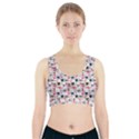 Adorable seamless cat head pattern01 Sports Bra With Pocket View1