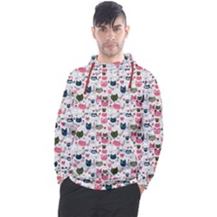 Adorable Seamless Cat Head Pattern01 Men s Pullover Hoodie