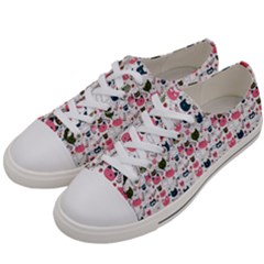 Adorable Seamless Cat Head Pattern01 Women s Low Top Canvas Sneakers