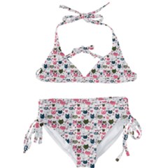 Adorable Seamless Cat Head Pattern01 Kids  Classic Bikini Set