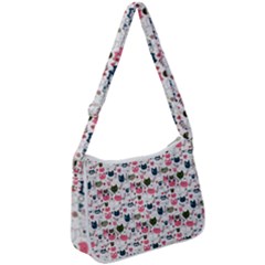 Adorable Seamless Cat Head Pattern01 Zip Up Shoulder Bag