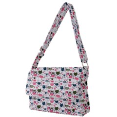 Adorable Seamless Cat Head Pattern01 Full Print Messenger Bag (l)