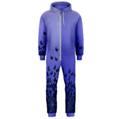 Gradient Butterflies Pattern, Flying Insects Theme Hooded Jumpsuit (men)  by Casemiro