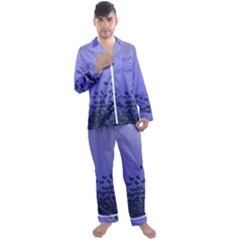 Gradient Butterflies Pattern, Flying Insects Theme Men s Long Sleeve Satin Pyjamas Set by Casemiro