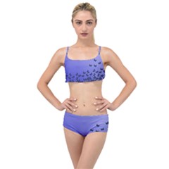 Gradient Butterflies Pattern, Flying Insects Theme Layered Top Bikini Set