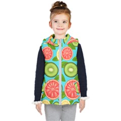 Fruit Love Kids  Hooded Puffer Vest by designsbymallika