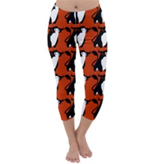  Bull In Comic Style Pattern - Mad Farming Animals Capri Winter Leggings 