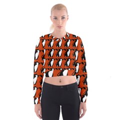  Bull In Comic Style Pattern - Mad Farming Animals Cropped Sweatshirt by DinzDas