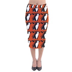  Bull In Comic Style Pattern - Mad Farming Animals Velvet Midi Pencil Skirt by DinzDas