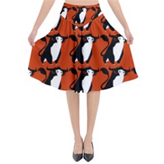  Bull In Comic Style Pattern - Mad Farming Animals Flared Midi Skirt by DinzDas