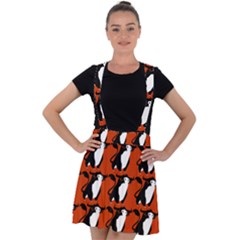  Bull In Comic Style Pattern - Mad Farming Animals Velvet Suspender Skater Skirt by DinzDas