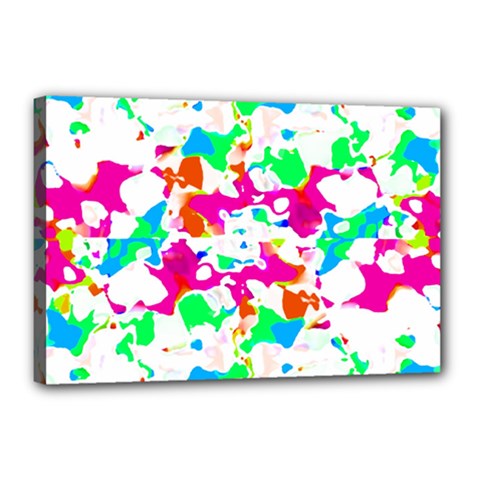 Bright Multicolored Abstract Print Canvas 18  X 12  (stretched) by dflcprintsclothing