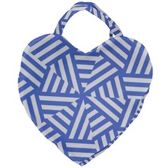 Geometric Blue And White Lines, Stripes Pattern Giant Heart Shaped Tote by Casemiro
