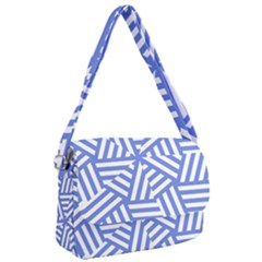 Geometric Blue And White Lines, Stripes Pattern Courier Bag