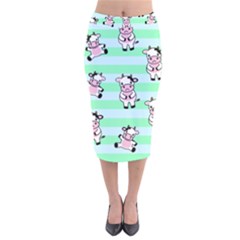 Cow Pattern Velvet Midi Pencil Skirt by designsbymallika