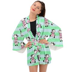Cow Pattern Long Sleeve Kimono by designsbymallika