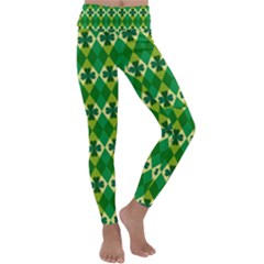 St Patricks Pattern Kids  Lightweight Velour Classic Yoga Leggings by designsbymallika