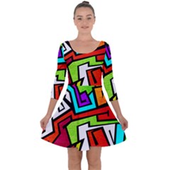 Graffitti Pattern Quarter Sleeve Skater Dress by designsbymallika