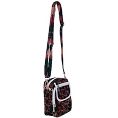 Red Dark Camo Abstract Print Shoulder Strap Belt Bag by dflcprintsclothing