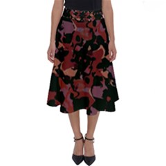 Red Dark Camo Abstract Print Perfect Length Midi Skirt by dflcprintsclothing