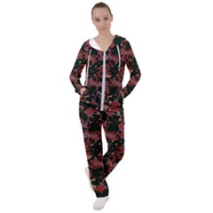 Red Dark Camo Abstract Print Women s Tracksuit by dflcprintsclothing