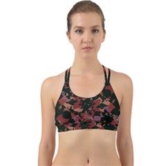 Red Dark Camo Abstract Print Back Web Sports Bra by dflcprintsclothing
