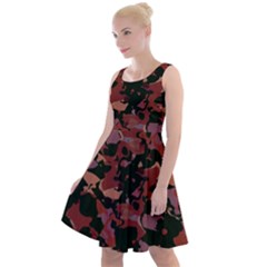 Red Dark Camo Abstract Print Knee Length Skater Dress by dflcprintsclothing