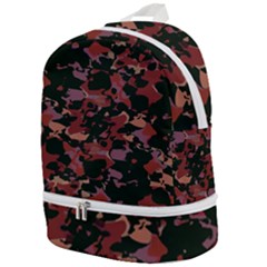 Red Dark Camo Abstract Print Zip Bottom Backpack by dflcprintsclothing