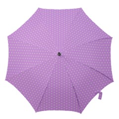 White Polka Dot Pastel Purple Background, Pink Color Vintage Dotted Pattern Hook Handle Umbrellas (medium) by Casemiro