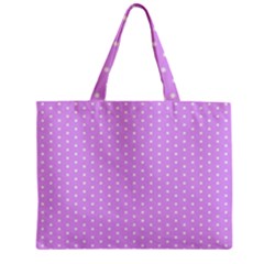 White Polka Dot Pastel Purple Background, Pink Color Vintage Dotted Pattern Zipper Mini Tote Bag by Casemiro