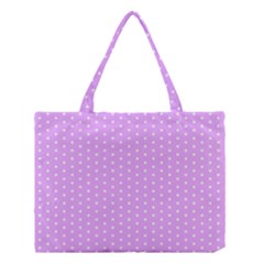 White Polka Dot Pastel Purple Background, Pink Color Vintage Dotted Pattern Medium Tote Bag by Casemiro