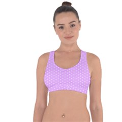 White Polka Dot Pastel Purple Background, Pink Color Vintage Dotted Pattern Cross String Back Sports Bra by Casemiro