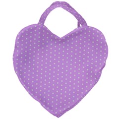 White Polka Dot Pastel Purple Background, Pink Color Vintage Dotted Pattern Giant Heart Shaped Tote by Casemiro