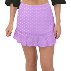 White Polka Dot Pastel Purple Background, Pink Color Vintage Dotted Pattern Fishtail Mini Chiffon Skirt by Casemiro