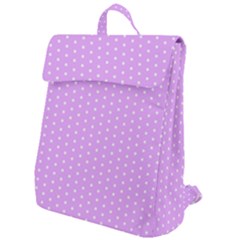 White Polka Dot Pastel Purple Background, Pink Color Vintage Dotted Pattern Flap Top Backpack by Casemiro