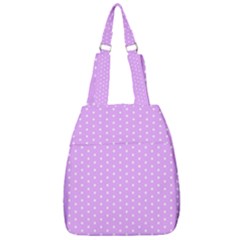 White Polka Dot Pastel Purple Background, Pink Color Vintage Dotted Pattern Center Zip Backpack by Casemiro