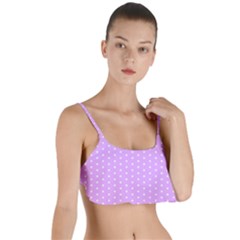 White Polka Dot Pastel Purple Background, Pink Color Vintage Dotted Pattern Layered Top Bikini Top  by Casemiro
